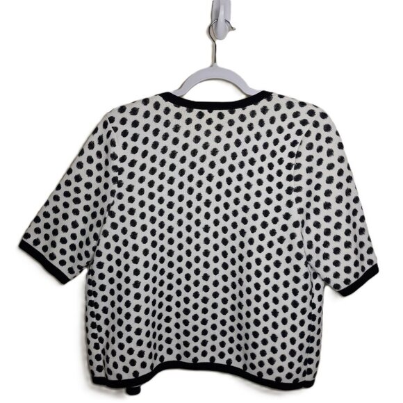 Chico's Cotton Sandra Polka Dot Open Front Cardigan Sweater M(8) Office Preppy - Picture 4 of 4